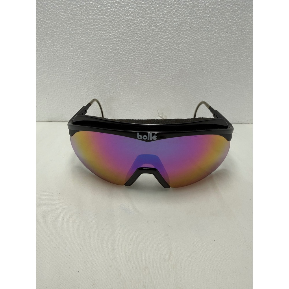 Bolle Sunglasses Unisex  Black Edge Iridescent Shield Mirrored Sport Vintage